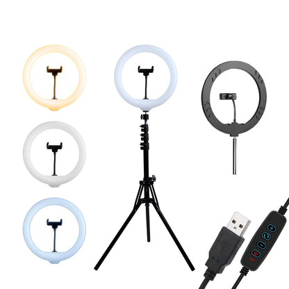 DIGITEK (DRL-14C) 14 Inch LED Ring Light with 5ft Stand & Smartphone Mount - USB Powered, Color Switch Mode, Brightness Control, Dual Temperature - for Photo & Video Shoots 1.0 Piece