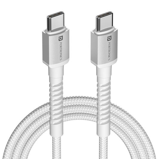 Portronics Konnect X 60W Type C to Type C 1m - White 1.0 Piece