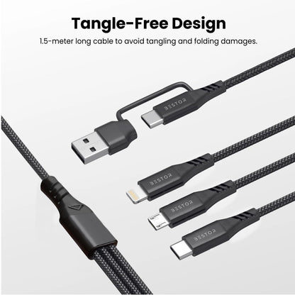 Dubstep Blaze Hexa 30W 6-in-1 USB-A + Type-C To Type-C + Type-L + Micro 1.2m Fast Charging Cable (Black) 1.0 Piece