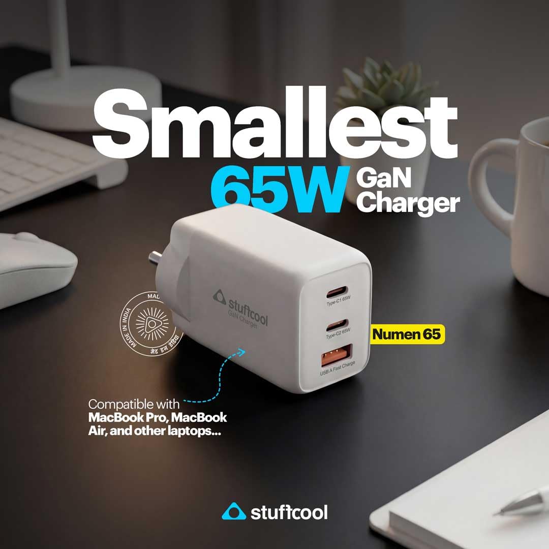 Stuffcool Nova 65W Triple Port Adapter (White) 1.0 unit