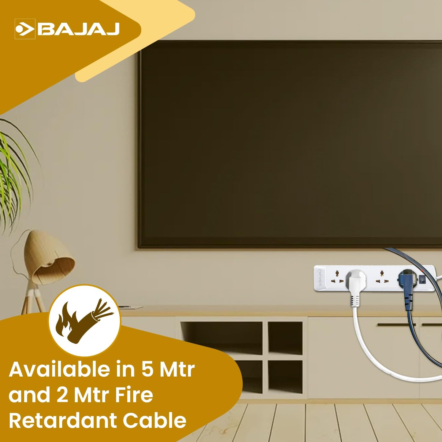 Bajaj 4 Socket Way Spike and Surge Guard 250 Volts with 2 m Wire Cable 1.0 unit