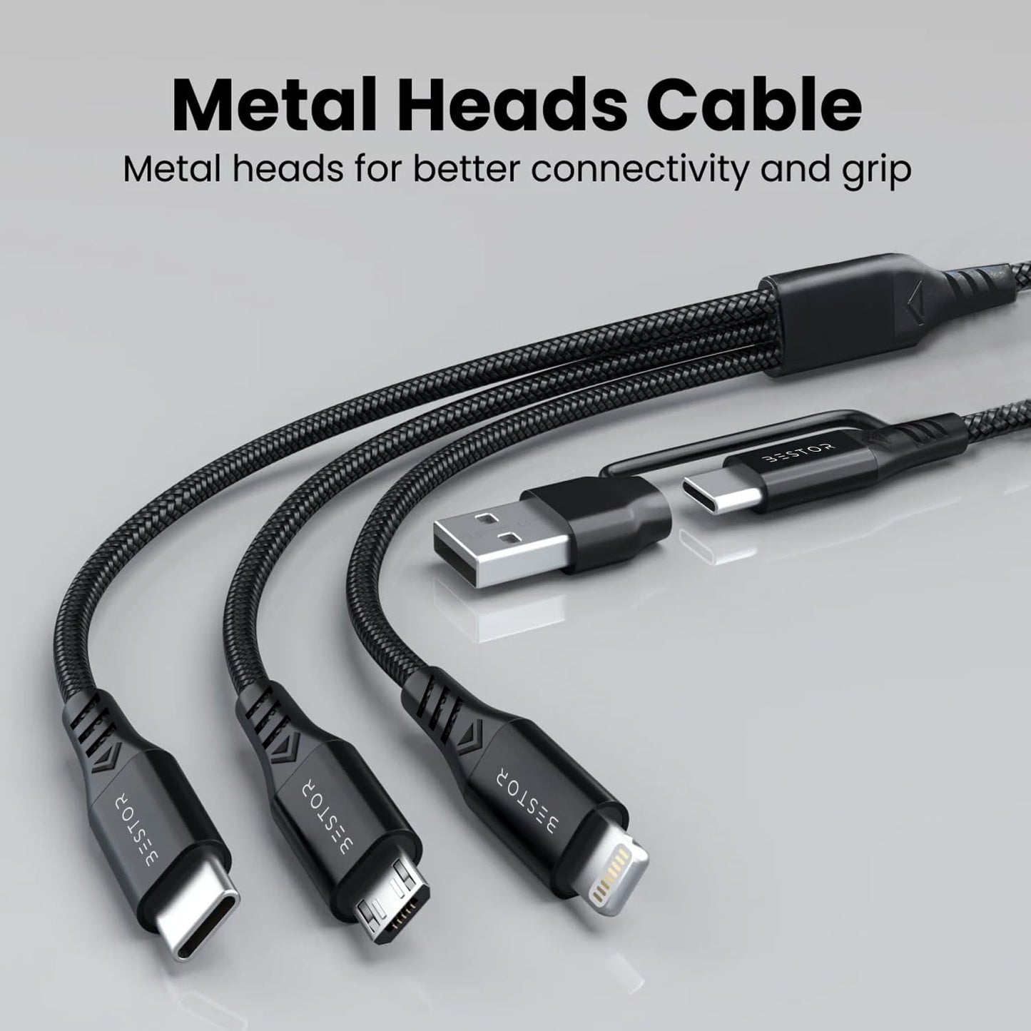Dubstep Blaze Hexa 30W 6-in-1 USB-A + Type-C To Type-C + Type-L + Micro 1.2m Fast Charging Cable (Black) 1.0 Piece
