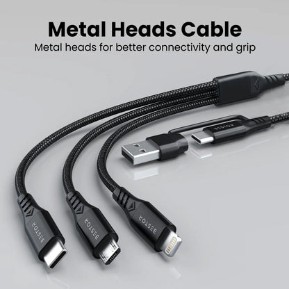 Dubstep Blaze Hexa 30W 6-in-1 USB-A + Type-C To Type-C + Type-L + Micro 1.2m Fast Charging Cable (Black) 1.0 Piece
