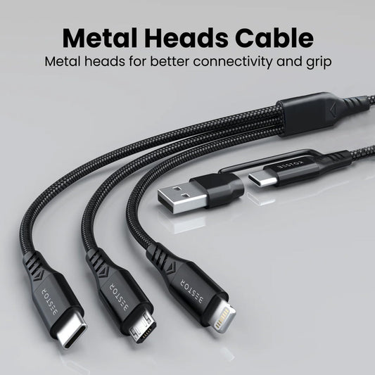 Dubstep Blaze Hexa 30W 6-in-1 USB-A + Type-C To Type-C + Type-L + Micro 1.2m Fast Charging Cable (Black) 1.0 Piece