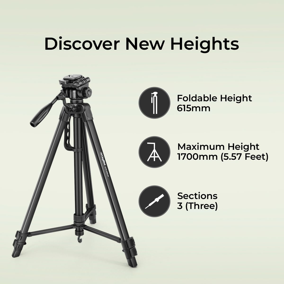 DIGITEK (DTR 550 LW) 67 Inch Foldable Tripod Stand with Phone Holder & 360 degree Ball Head, 5kg Load Capacity 1.0 Piece
