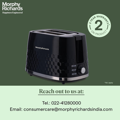 Morphy Richards Hive Series Pop Up Toaster With 2 Slice, Glossy Black, 850 Watts