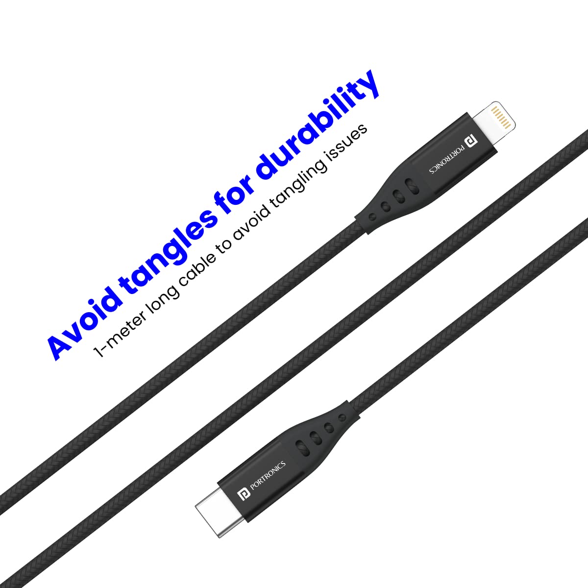 Portronics Konnect L1 Type C to 8 Pin Cable - Black 1.0 units