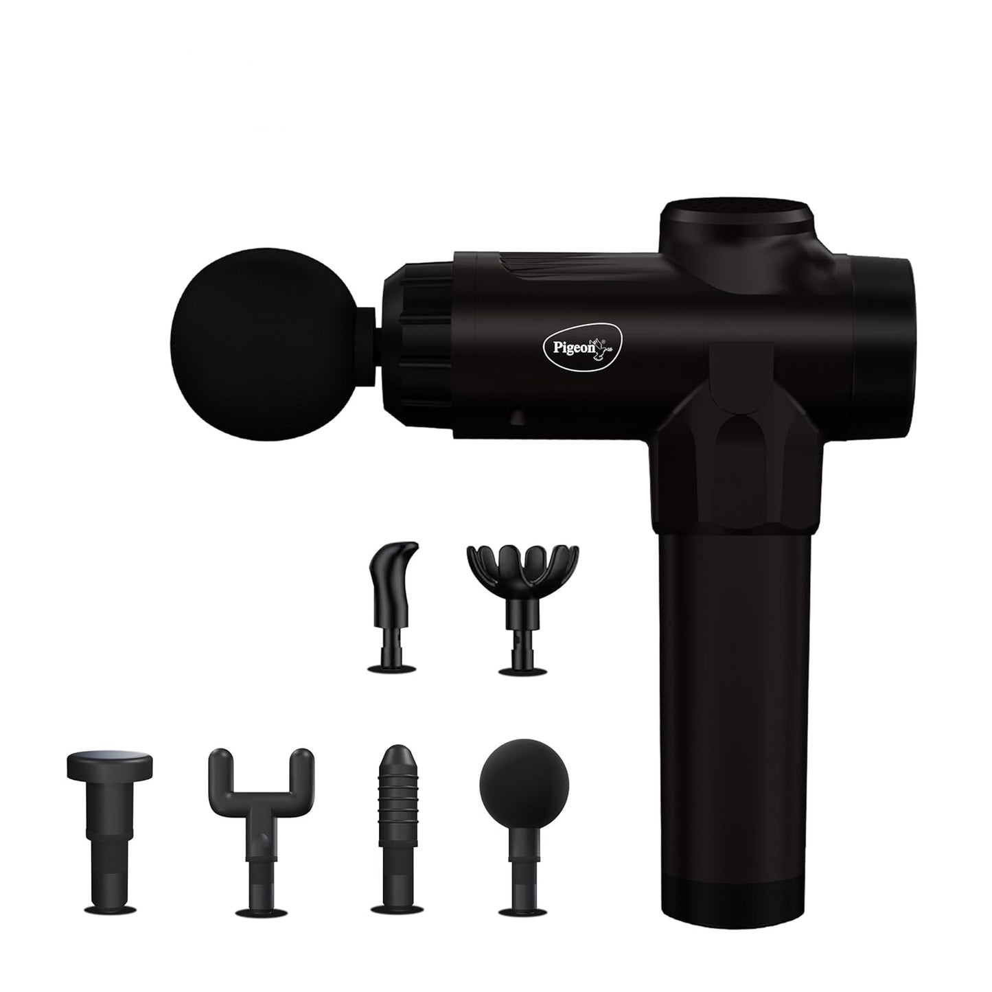 Pigeon Vibe Gun Massager, 6 Heads, 6 Speed, Rechargeable, Handheld, Percussion Muscle Massager For Full Body Pain Relief, Muscle Relaxation  For Men & Women| Black 1.0 unit