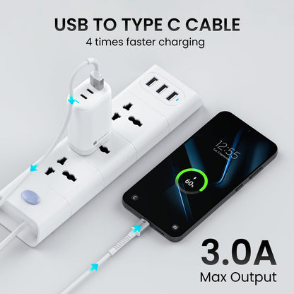 Portronics Konnect X 1M -Usb To Type C 3A - White - White 1.0 unit