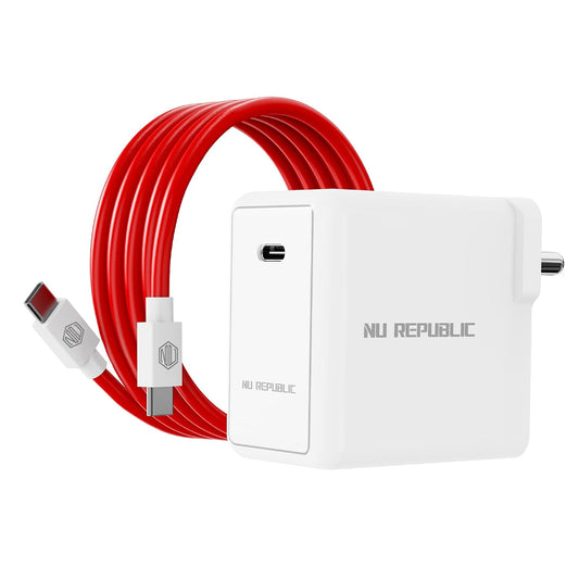 Nu Republic All-in-one 25W Charger With USB A To Type C Cable Included (White-Red) 1.0 unit