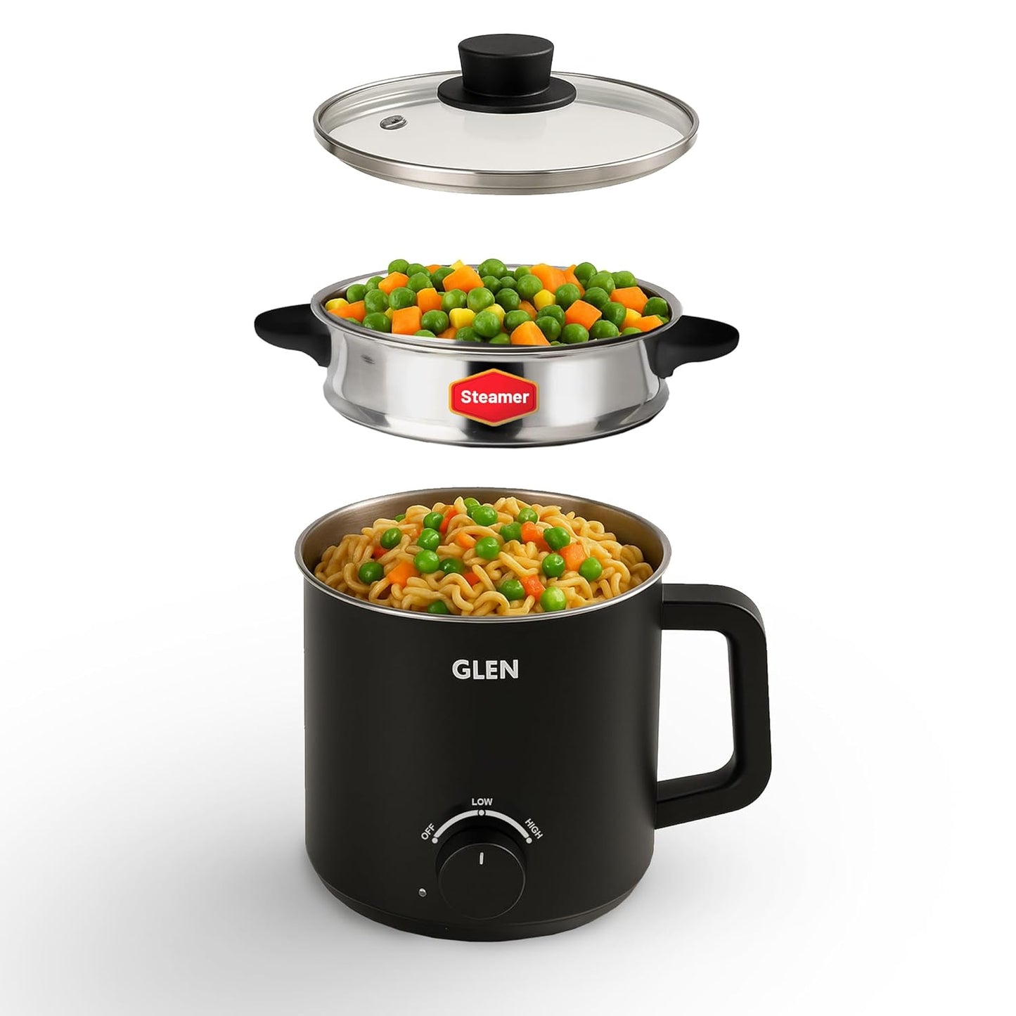 Glen SA 9016 Multi Cook Kettle,1.5L, 600W (Black) 1.0 unit