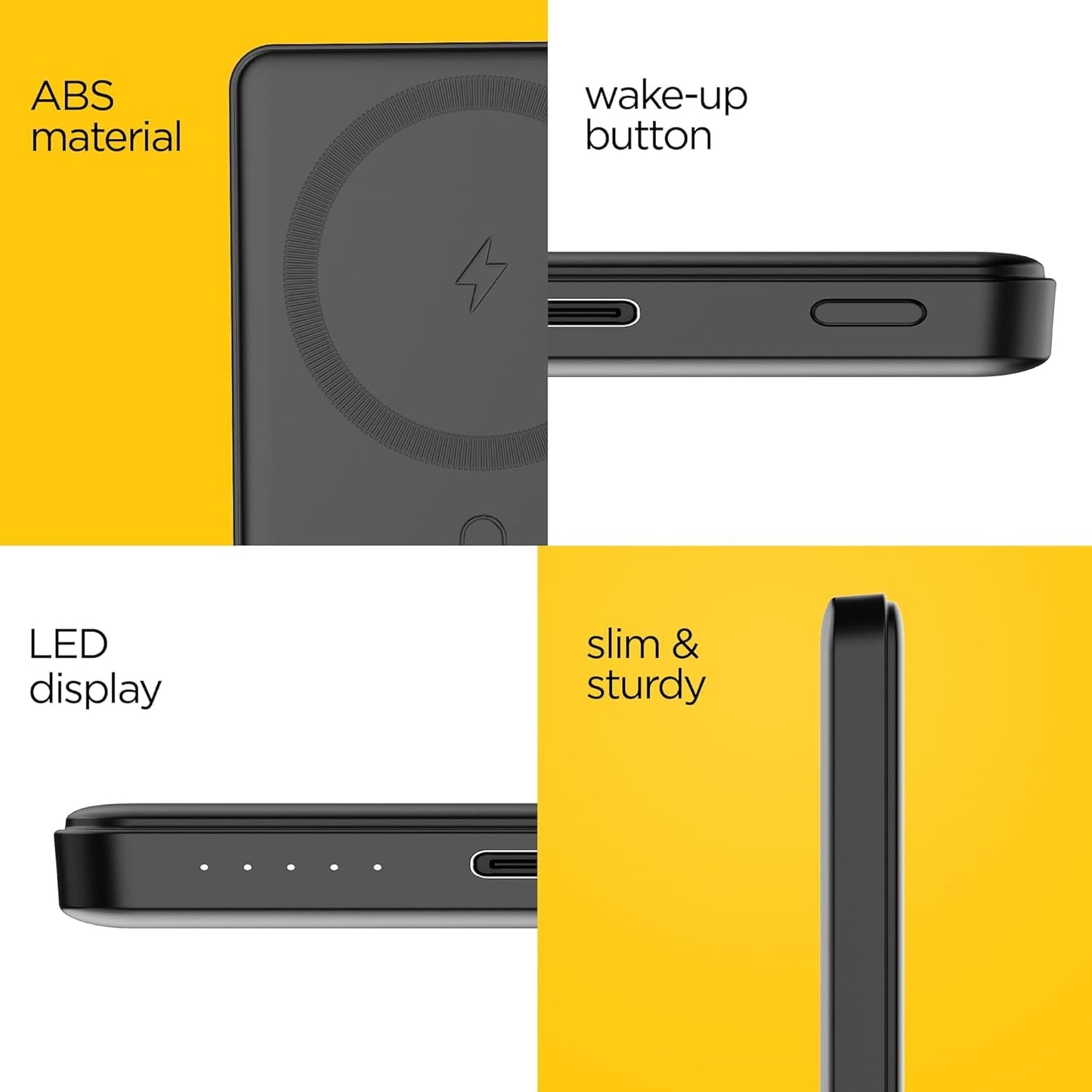 Nu Republic Magsafe Powerpop X1 Wireless Slim Power Bank Compatible with Fast Charging, 5000 mAh (Black) 1.0 Piece