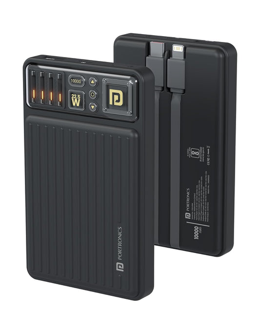Portronics Luxcell Bind Mini 10K 22.5W 10000 mAH Fast Charging Power Bank - Black 1.0 unit