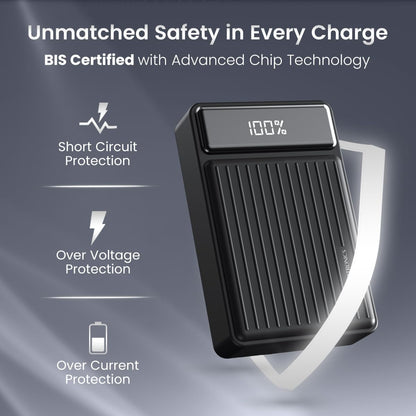 Portronics Luxcell Bind Mini 20K 22.5W Fast Charging Power Bank with Charging Cables - Black 1.0 Piece