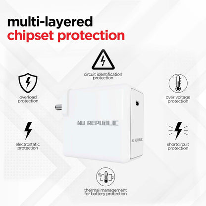 Nu Republic All-in-one 30W Charger With Type C To Type C 6A Cable Included (White-Red) 1.0 unit