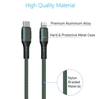 Portronics Konnect CL Type C to 8 Pin 3A Type-C to 8 Pin USB Cable - Green 1.0 Piece