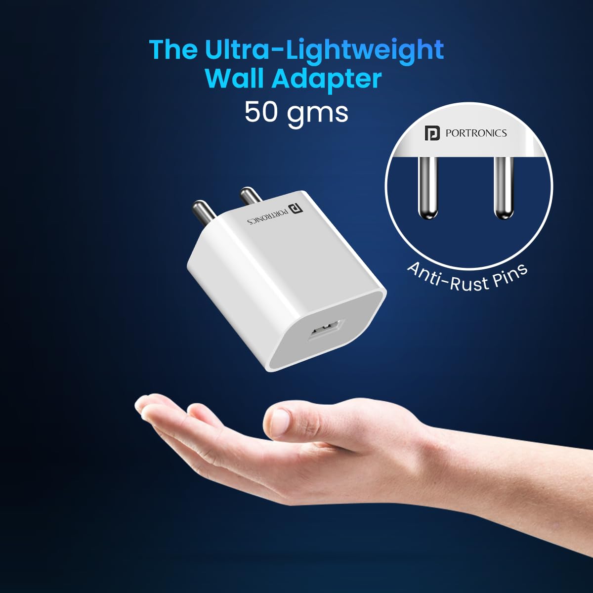 Portronics Adapto 12 12W Single Port Charger - White 1.0 Piece