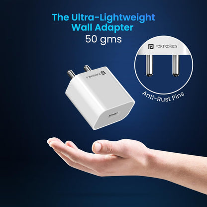 Portronics Adapto 12 12W Single Port Charger - White 1.0 Piece