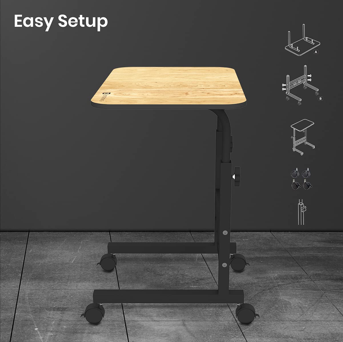 Portronics My Buddy D Wood Multipurpose Movable & Adjustable Table for Computer & Laptop