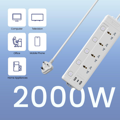 Portronics Power Plate 19 2000W Power Extender - White 1.0 Piece