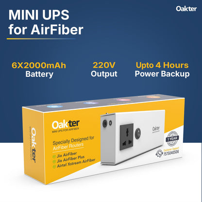 Oakter AirFiber Mini UPS for AirFiber Routers with single adapter 6x2000 mAh Battery Power Backup 4 Hours ( 1 Year Warranty ) 1.0 Piece