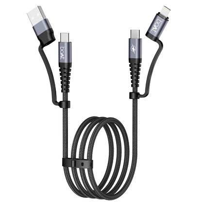 boAt FlexiCharge 400 Cable With 4-in-1 Connectivity & 60With3A PD Fast Charging-Carbon Black 1.0 pack