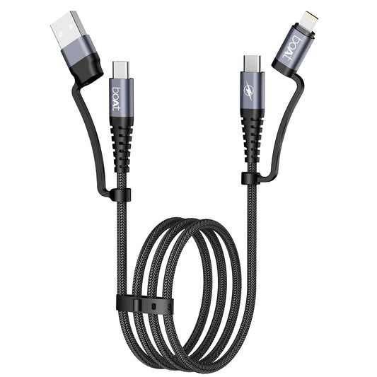 boAt FlexiCharge 400 Cable With 4-in-1 Connectivity & 60With3A PD Fast Charging-Carbon Black 1.0 pack