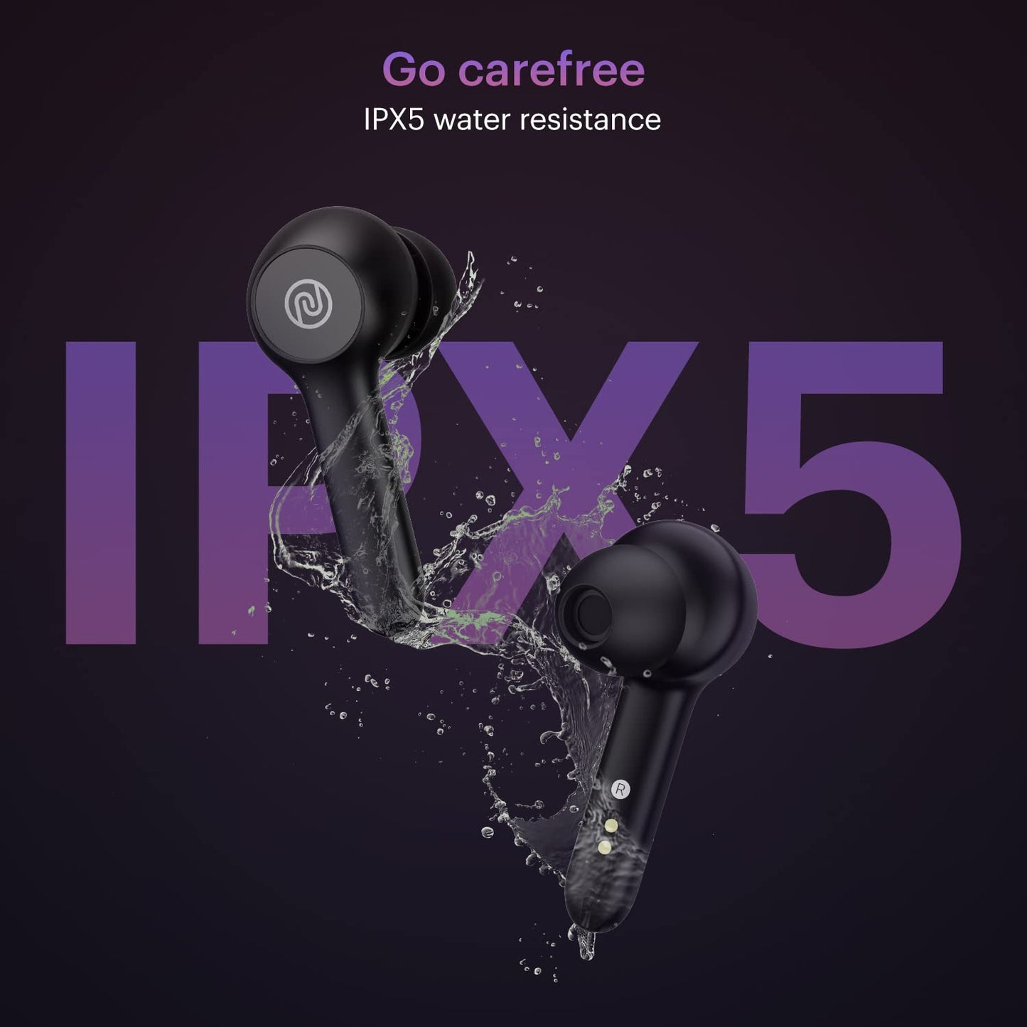 Noise Buds VS201 V3 In-Ear Truly Wireless Earbuds With Mic, 60 Hrs Playtime, IPX5, Bluetooth v5.1 (Matte Black) 1.0 Piece