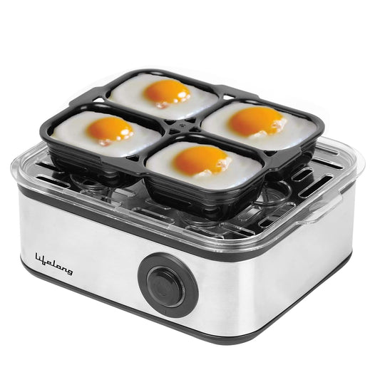 Lifelong 2-in1 Egg Boiler and Poacher, boil upto 8 eggs, Poach 4 eggs 1.0 unit
