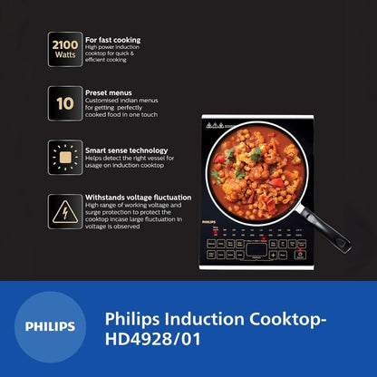 Philips HD4928/01 2100W Viva Collection Induction Cooktop (Black)