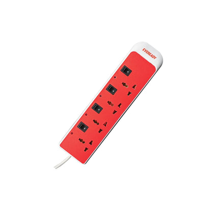 Eveready Everprotect Ultra X2 Spikeguard and 4 Socket Extension Boards for Reliable Performance, 2m (White and Red) 1.0 unit