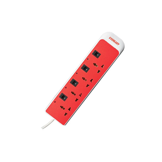 Eveready Everprotect Ultra X2 Spikeguard and 4 Socket Extension Boards for Reliable Performance, 2m (White and Red) 1.0 unit