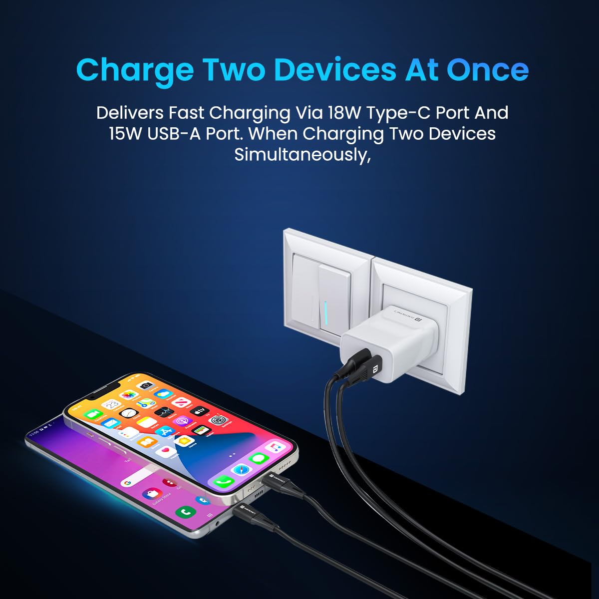 Portronics Adapto 70 33W Dual Output Adapter - White 1.0 Piece