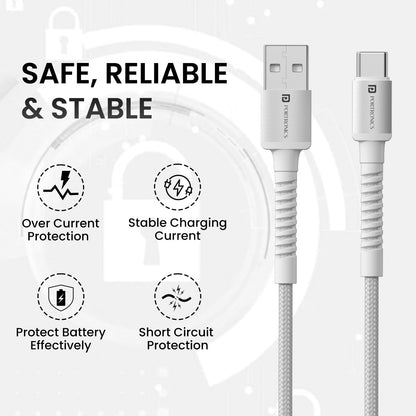 Portronics Konnect X 1M -Usb To Type C 3A - White - White 1.0 unit