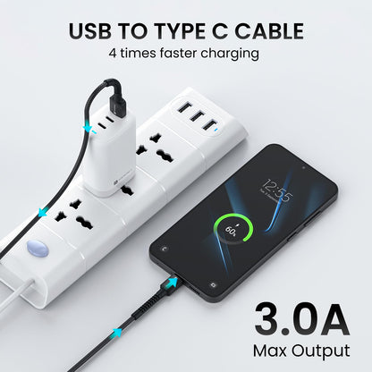Portronics Konnect X 1M -Usb To Type C 3A - Black - Black 1.0 Piece