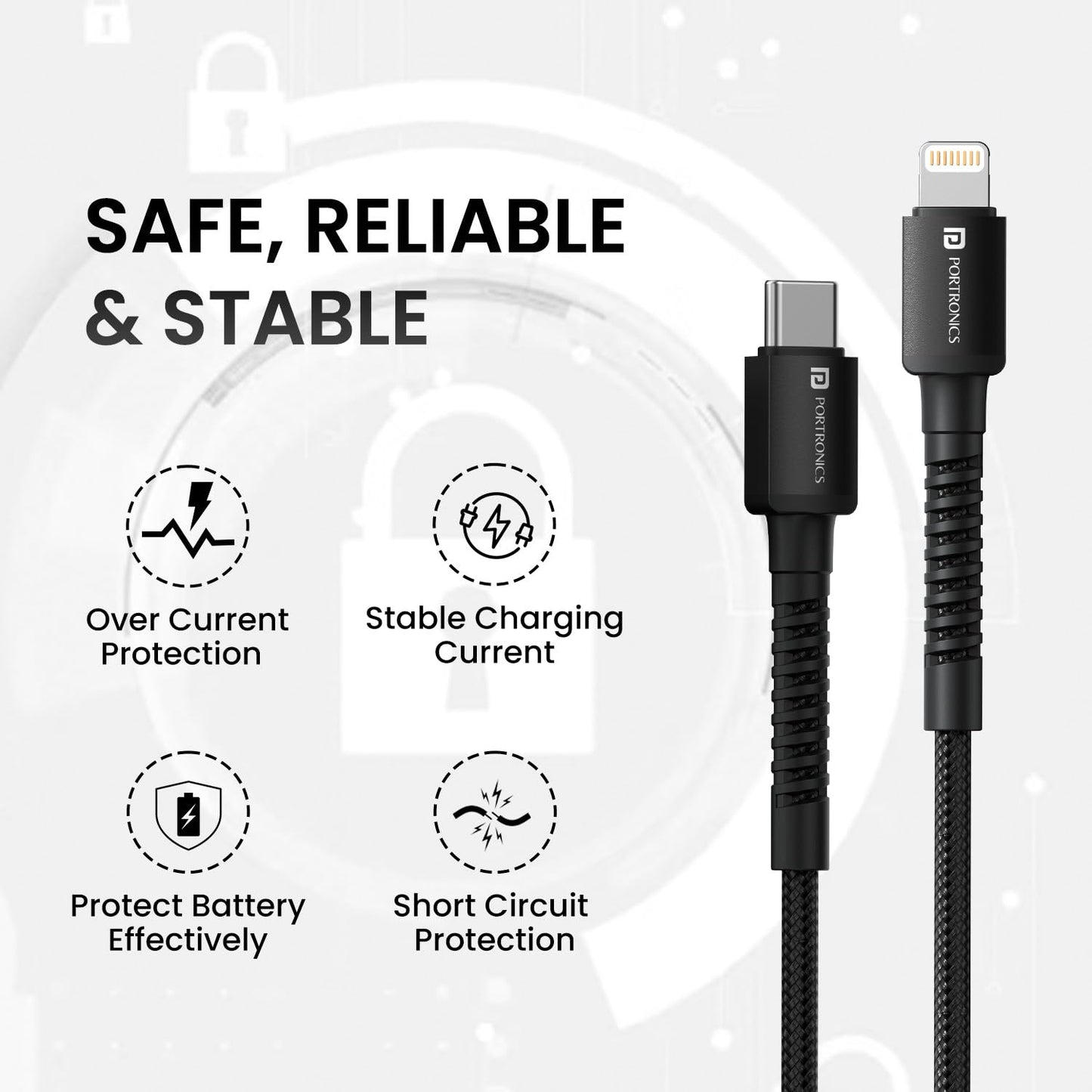 Portronics Konnect X 27W Type C To 8 Pin 1m - Black 1.0 Piece