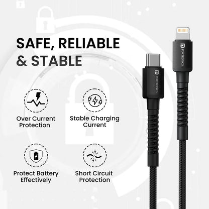 Portronics Konnect X 27W Type C To 8 Pin 1m - Black 1.0 Piece