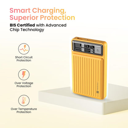 Portronics Luxcell Mini 10K 10000mAH Power Bank with Dual Output (Type C+ USB) - Yellow 1.0 unit