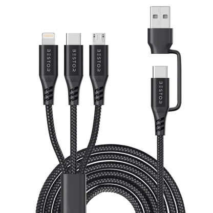 Dubstep Blaze Hexa 30W 6-in-1 USB-A + Type-C To Type-C + Type-L + Micro 1.2m Fast Charging Cable (Black) 1.0 Piece