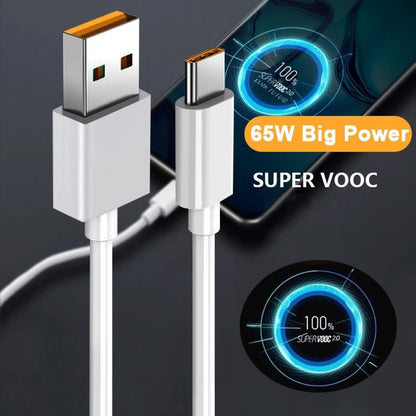 Sounce Realme 65W Super Vooc Fast Charging Type-C Cable for Realme Series ,White 1.0 Piece