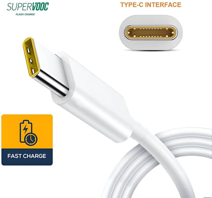 Sounce Realme 65W Super Vooc Fast Charging Type-C Cable for Realme Series ,White 1.0 Piece