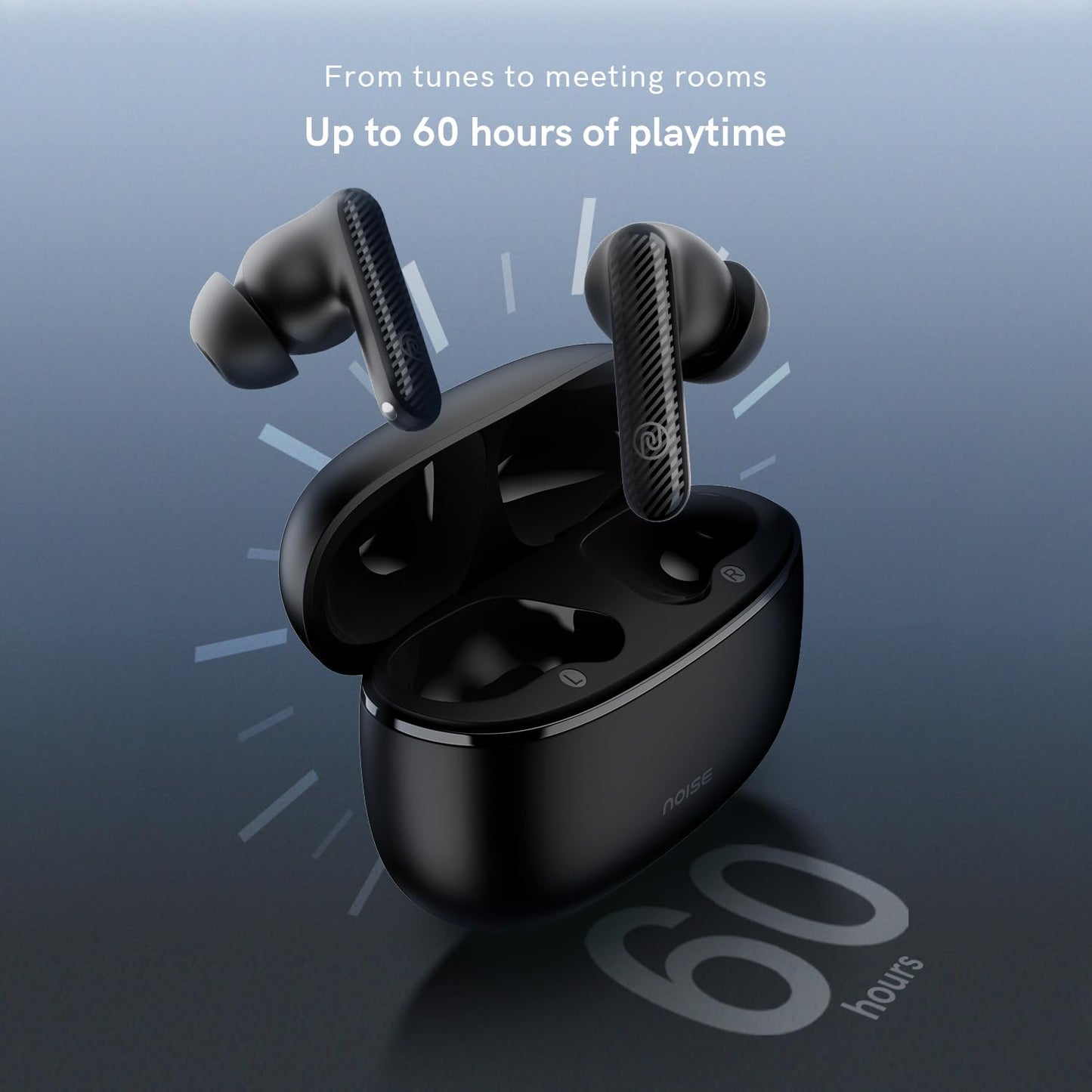 Noise Aura Buds In-Ear Truly Wireless Earbuds With Mic, 60 Hours Playtime, ENC, IPX5, Bluetooth v5.3 (Black) 1.0 unit