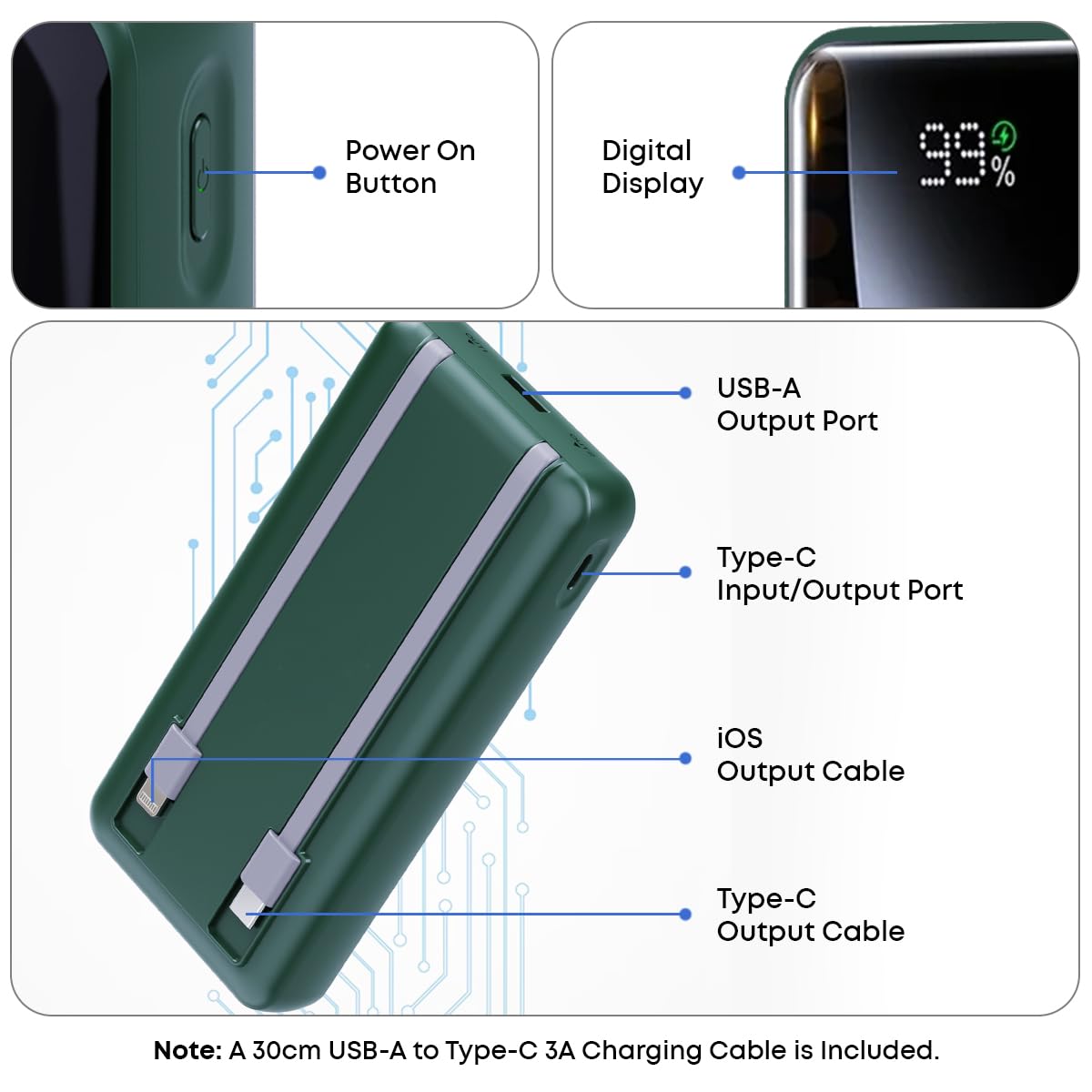 pTron Dynamo Power 20000mAh 22.5W Super Fast Charging Power Bank & LED Battery Display (Green) 1.0 Piece