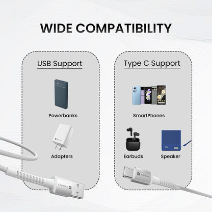Portronics Konnect X 1M -Usb To Type C 3A - White - White 1.0 unit