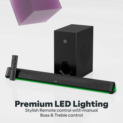 GOVO GOSURROUND 900 Soundbar, 200W, Bluetooth v5.3 (Platinum Black) 1.0 unit
