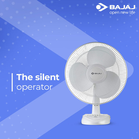 Bajaj Esteem Table Fan 400 mm with 3 Speed Control (White) 1.0 unit
