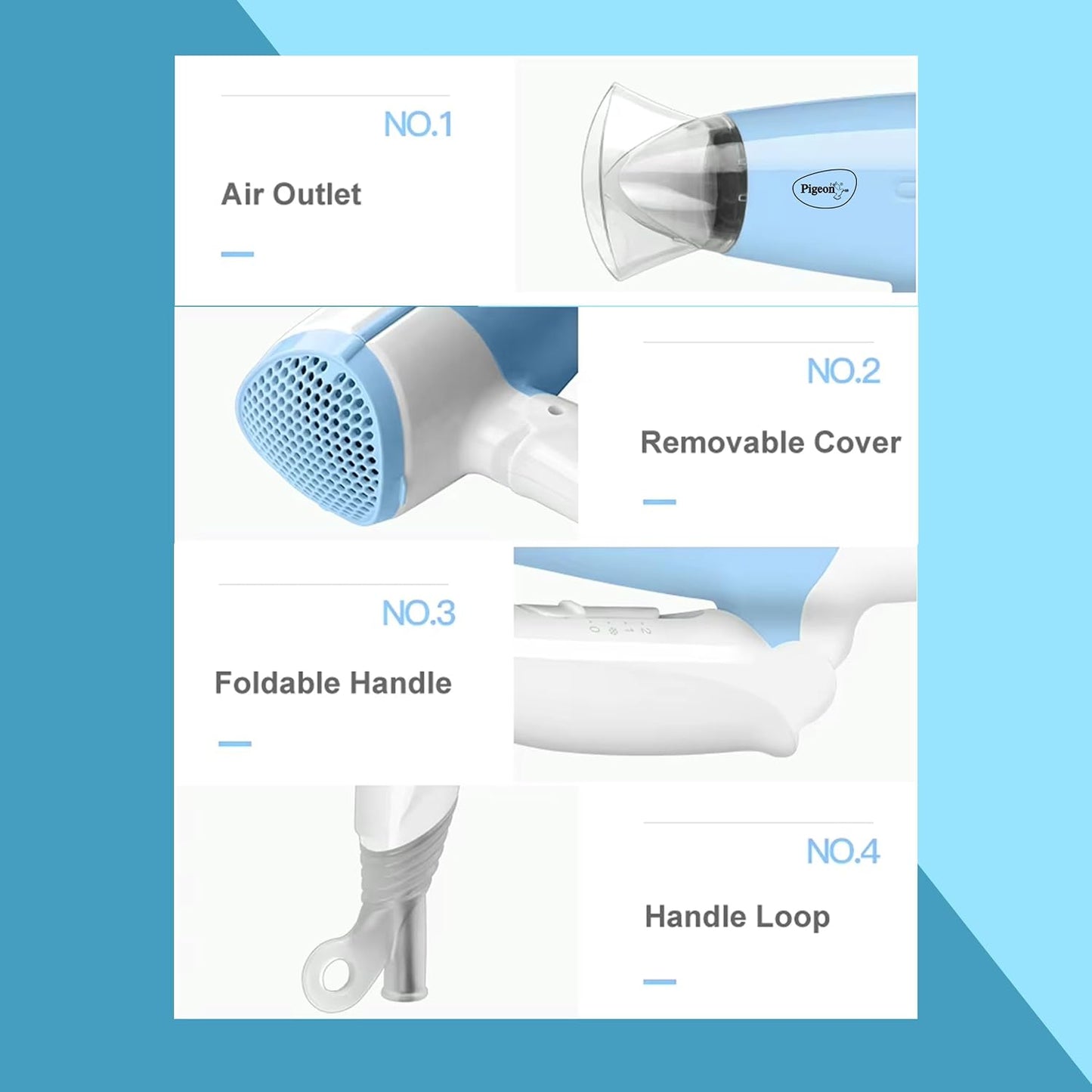 Pigeon Hair Dryer| 1200 Watts| 3 Speed & Temperature With Cool Shot (Hot/Cool/ Warm)| Foldable Handle| For Women and Men| 2 Years Warranty 1.0 Piece