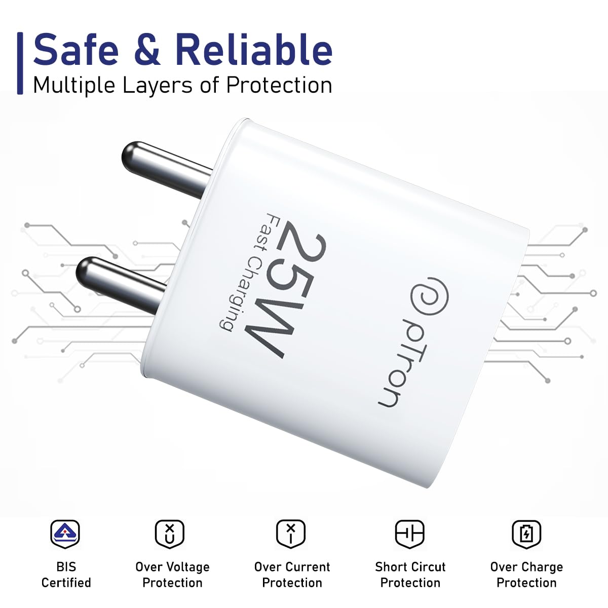 pTron Volta FC19 Fast Charging Type-C 25 W Charger for Samsung Phones (White) 1.0 unit