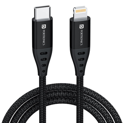 Portronics Konnect L1 Type C to 8 Pin Cable - Black 1.0 units