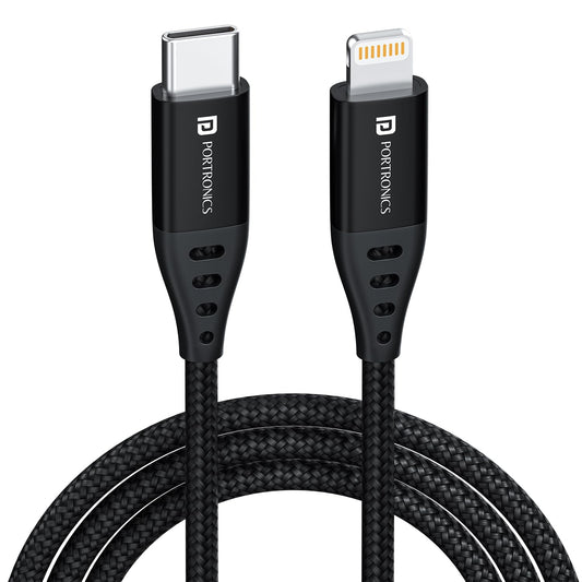 Portronics Konnect L1 Type C to 8 Pin Cable - Black 1.0 units